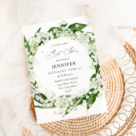 Lily of the Valley White Blommigt Baby Shower Inbjudningar