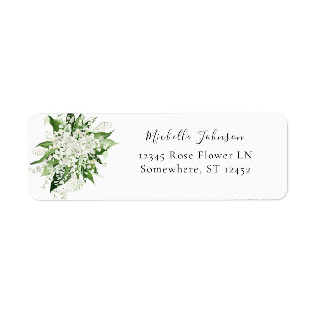 Lily of the Valley White Blommigt Returadress Etikett (Framsidan)
