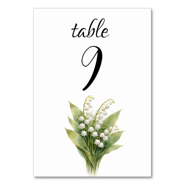 Lily of the Valley White Floral Flowers Wedding Bordsnummer (Framsidan)