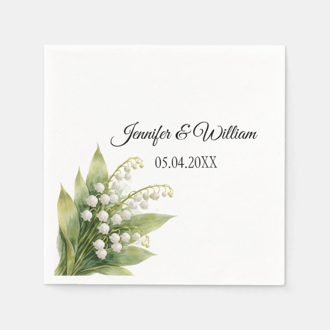 Lily Of The Valley White Floral Wedding Pappersservett (Framsidan)