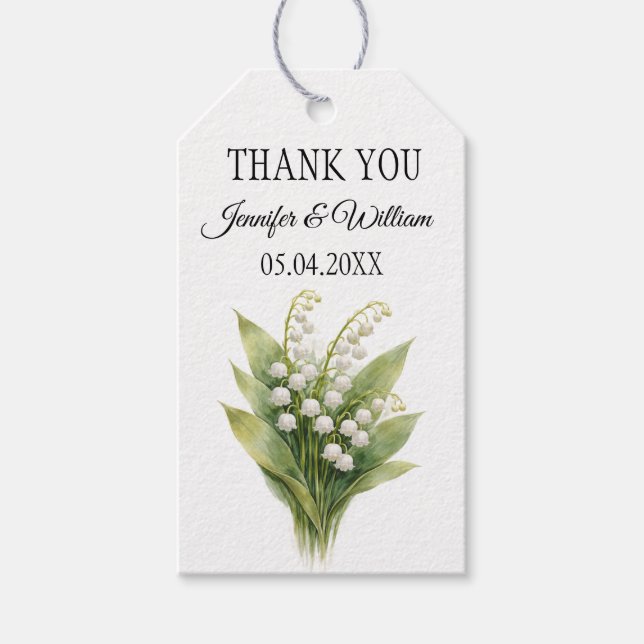 Lily Of The Valley White Floral Wedding Presentetikett (Framsidan)