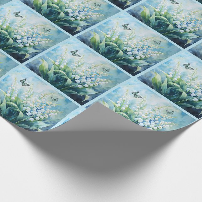 Lily of the Valley with Butterflies Botanical Presentpapper (Hörn)