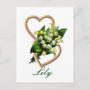 Lily of the Valley with Two Hearts Vykort