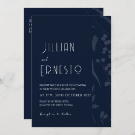 Lily of Valley || Darkest Blue Solid Faded Kant Inbjudningar
