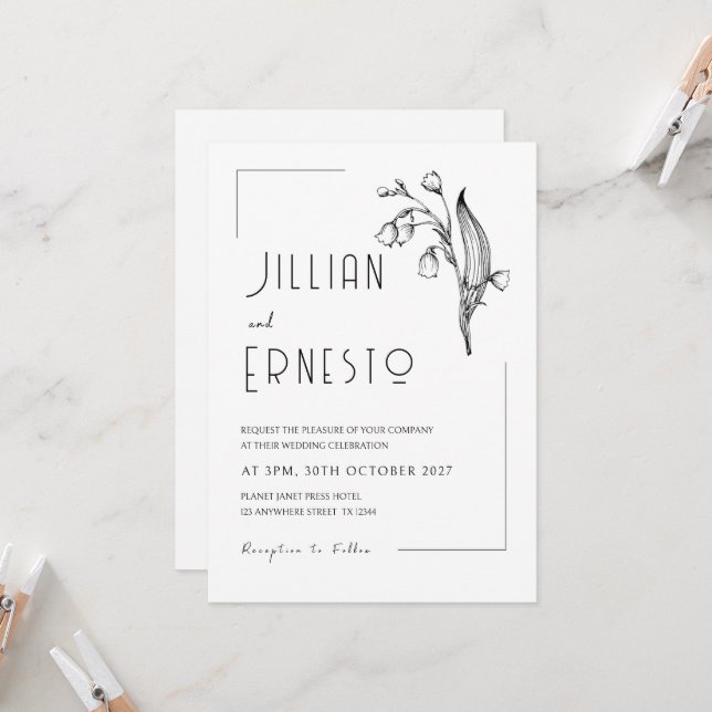 Lily of Valley || Ingen löstagbar Ram-Anpassningsb Inbjudningar (Fram/Back In Situ)