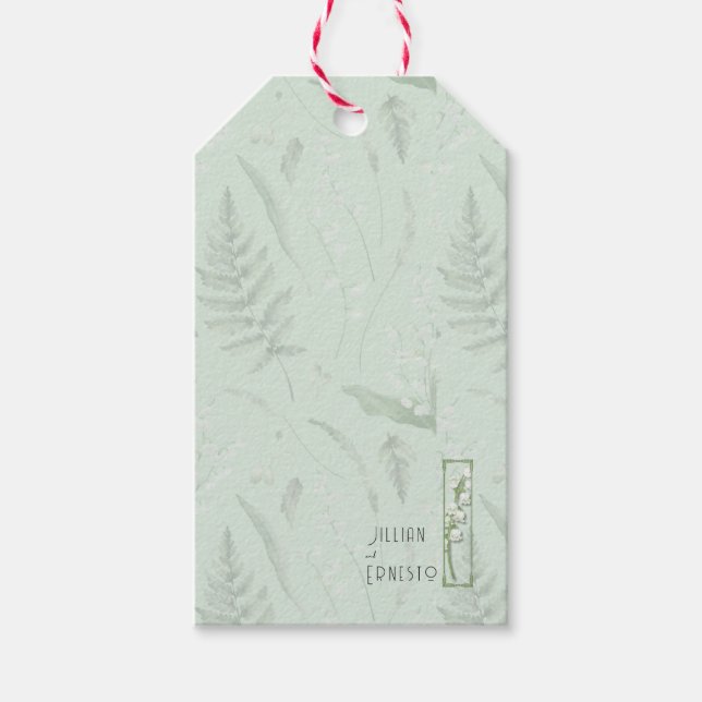 Lily of Valley med Ferns || Anpassningsbar för Grö Presentetikett (Framsidan)