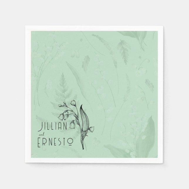 Lily of Valley med Ferns || Anpassningsbar för mju Pappersservett (Framsidan)