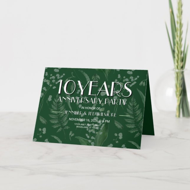 Lily of Valley med Ferns || Dk Grönt-årsdag Inbjudan (Framsida)