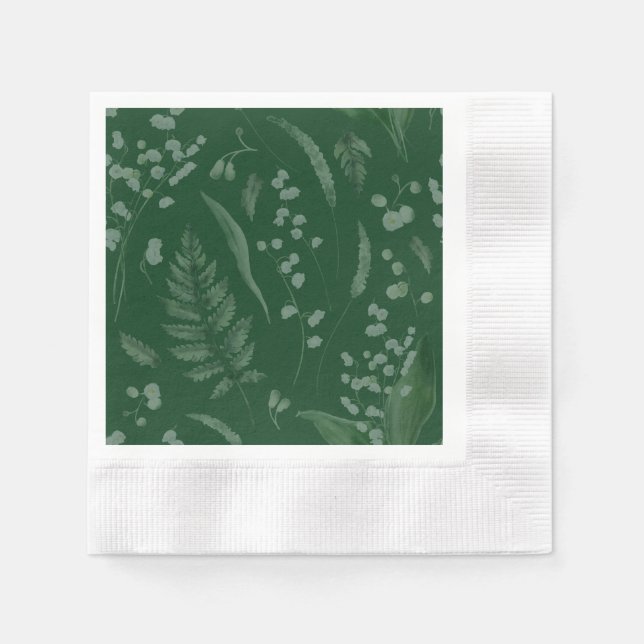 Lily of Valley med Ferns || DK-Grönt, ej Anpassnin Pappersservett (Framsidan)
