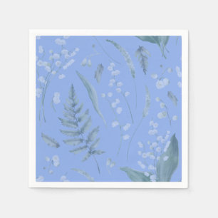 Lily of Valley med Ferns    Medium Blue Napkins Pappersservett