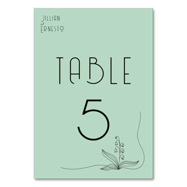 Lily of Valley med Ferns || Mjuk Grönt 2, sida Bordsnummer (Framsidan)
