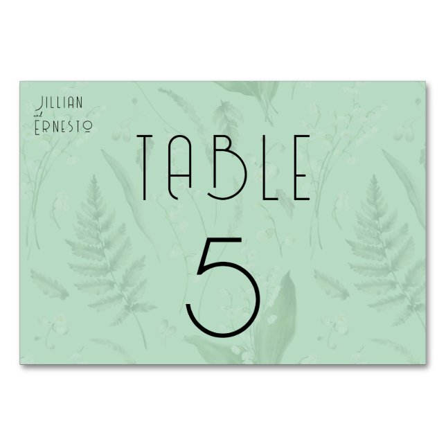 Lily of Valley med Ferns || Mjuk Grönt 2, sida Bordsnummer (Framsidan)