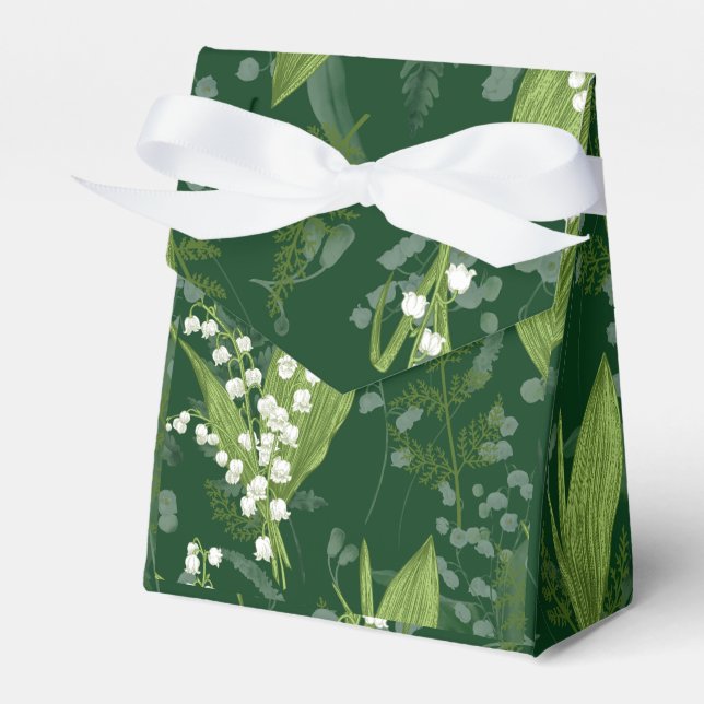 Lily of Valley med Ferns || Mörk grönt Presentaskar (Framsidan Sidan)