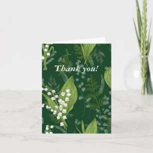Lily of Valley med Ferns Mörk grönt tomt intsd Anteckningskort