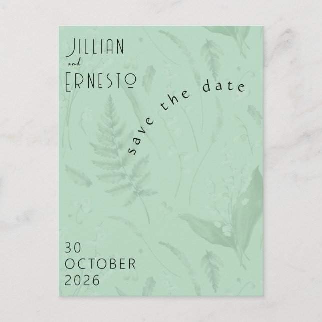 Lily of Valley || Mjuk Grönt Foto Spara datum Vykort (Framsida)