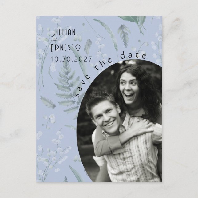 Lily of Valley || Periwinkle Blue - Spara datum Vykort (Framsida)