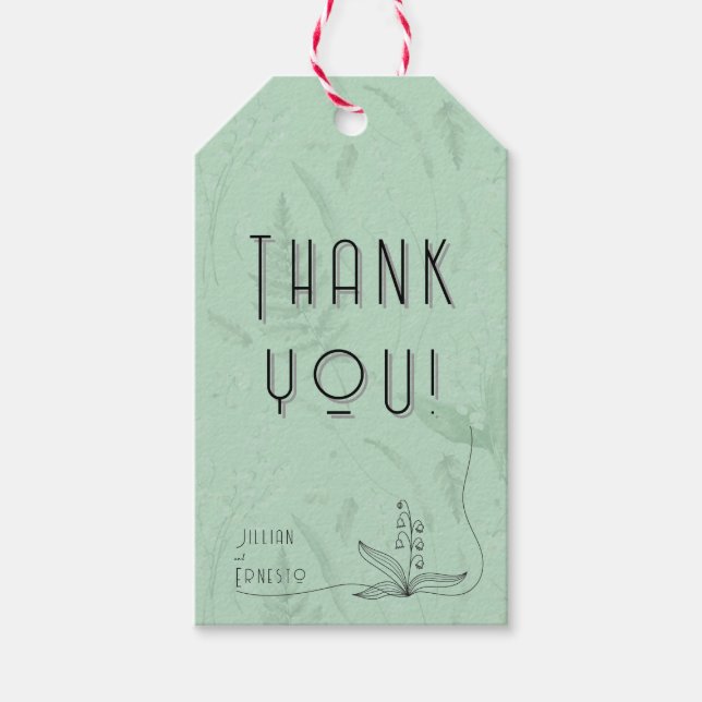 Lily of Valley || Tack med mjuk Grönt med grafik Presentetikett (Framsidan)