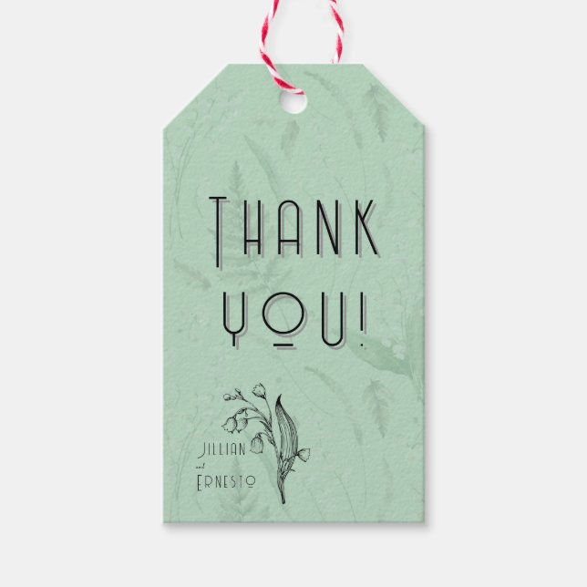 Lily of Valley || Tack med mjuk Grönt med grafik Presentetikett (Framsidan)