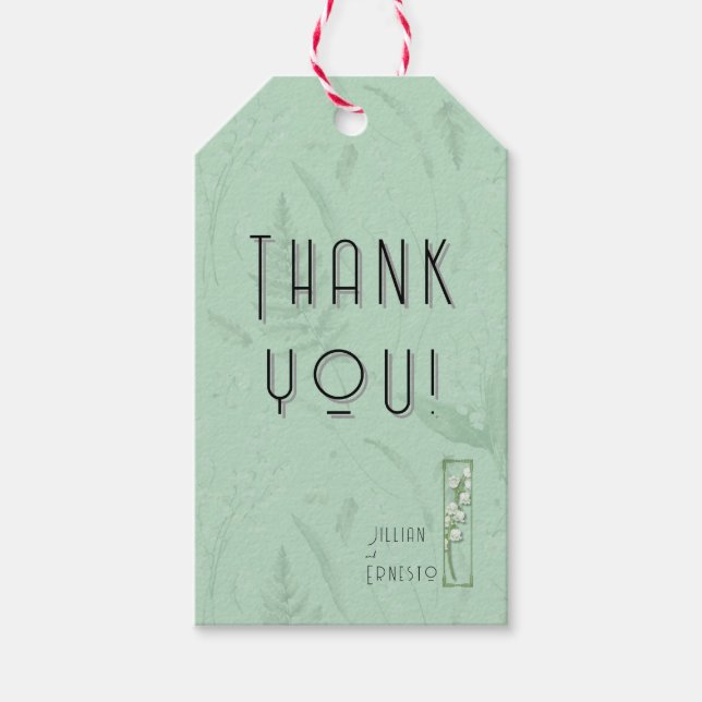 Lily of Valley || Tack med mjuk Grönt med grafik Presentetikett (Framsidan)