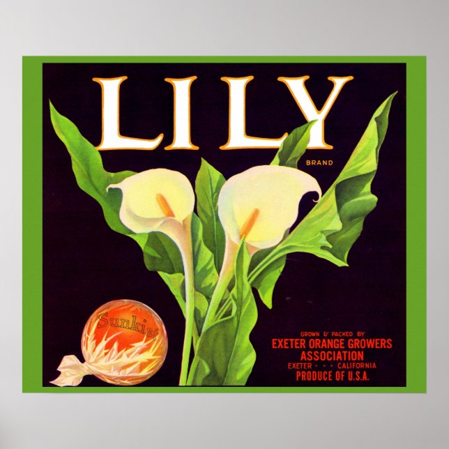 Lily orange låda 1930-talet poster (Framsidan)