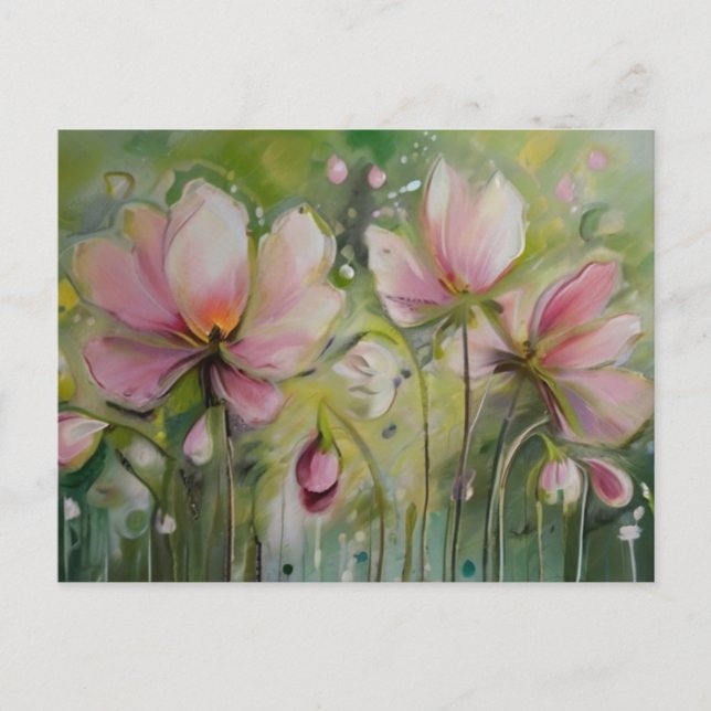 Lily på Grönten Gult - bakgrund Helg Vykort (Framsida)