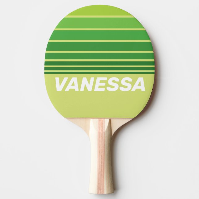 Lily Pad Grön Horisontell Randig med Namn Pingisracket (Framsidan)