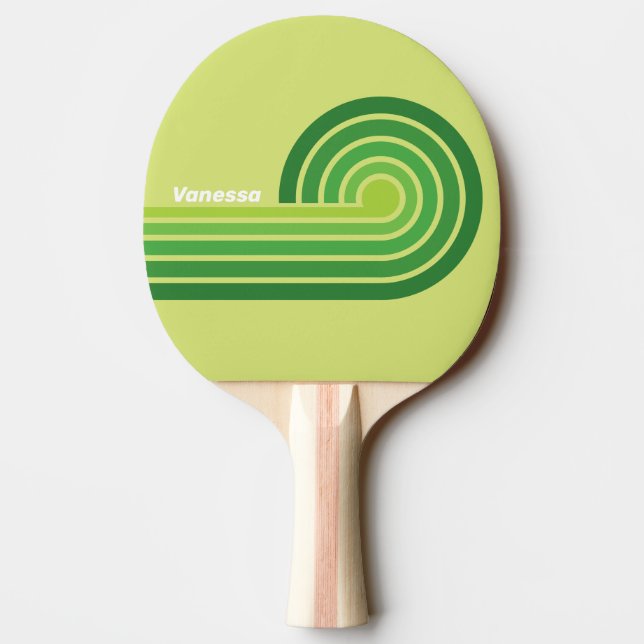 Lily Pad Grön Lockiga Ränder med Namn Pingisracket (Baksidan)