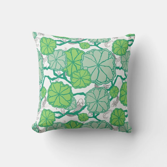 Lily Pad Koi Fish Mönster Dekorativ kudde (Framsida)