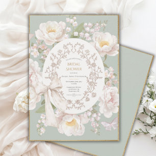 Lily Peony Blommig Vintage Bröllopsdusch Inbjudningar