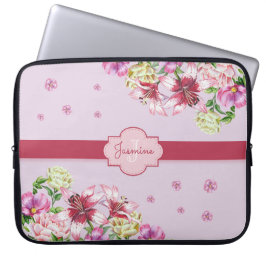 Lily & Peony Blommigt Lila Laptop Fodral