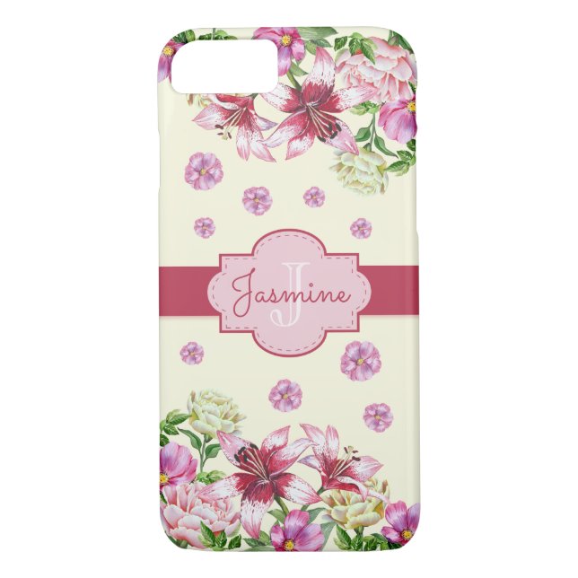 Lily & Peony Gult Case-Mate iPhone Skal (Baksida)