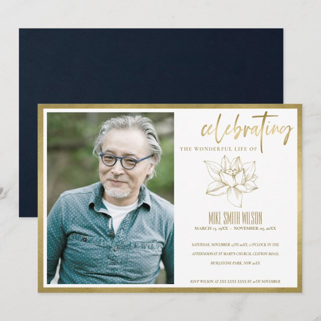 LILY PHOTO CELEBRATION LIFE MEMORIAL SERVICE Card Tack Kort (Fram/baksida)