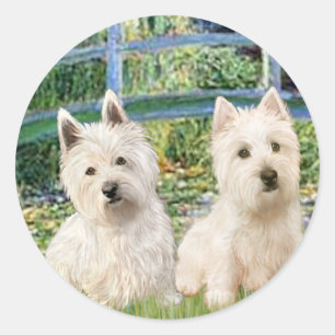 Lily Pond Bridge - Westies (2) Runt Klistermärke