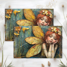 LILY POND FAIRY GIRL DECOUPAGE
