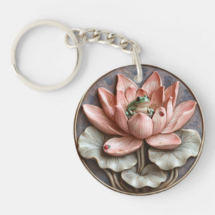 Lily Pond Grönt Frog Ladybugs Rosa Vatten Lily