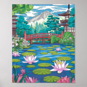 Lily Pond Poster - minimalistisk flat Vector-natur