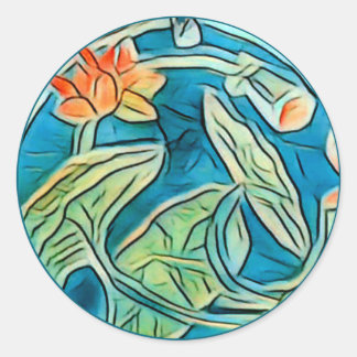 Lily Pond Sticker Runt Klistermärke