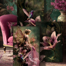 Lily Sagostycke Fantasy Kolibri & Blommor
