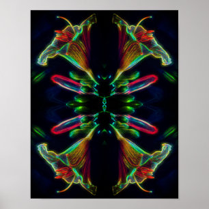 Lily Spegel Abstrakt Neon Flower Art Poster