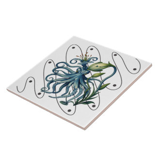 Lily Squid - Vintage Scientific Hybrid Kakelplatta