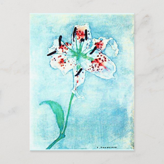 Lily, vacker målning av Piet Mondrian Vykort (Framsida)