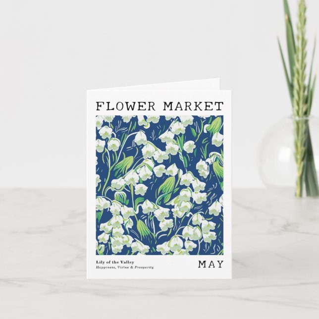 Lily Valley Birth Flower Market May Birthday Kort (Framsida)