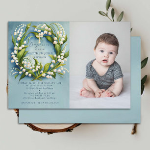 Lily Valley Guld Kor Formal Boy Photo Baptism Inbjudningar