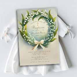 Lily Valley Guld Kor, utandning Bow Girl Baptism Inbjudningar