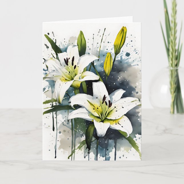 Lily - Watercolor flowers Kort (Framsida)