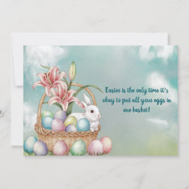 Lily Watercolor & Pastel Eggs med Bunny i Basket Inbjudningar