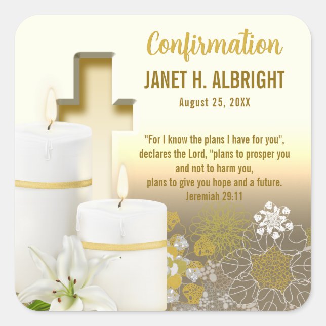 Lilykandelkors Fyrkantigt Klistermärke (Framsida)