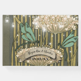 Lilypad Dragonfly Art Deco Bröllop Guest Bok