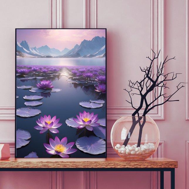 Lilypad Mountain Sjö Scape Poster (Skapare uppladdad)