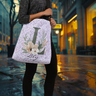 Lilys graciösa serenitet - Boho blommonogram Axelväska